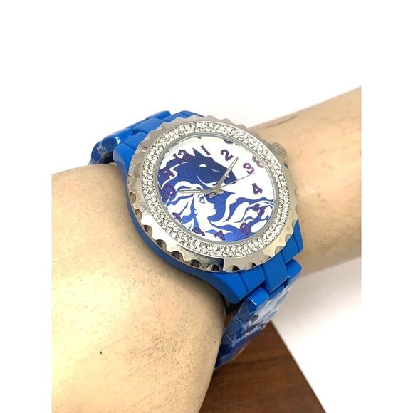 Disney Frozen Women's Watch WDS000835 Quartz Blue Band Crystals Bezel 41mm - Picture 6 of 15